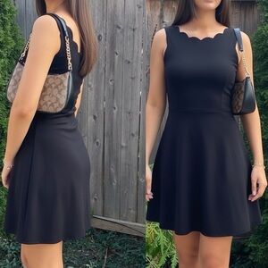 NWOT Black Scalloped Neck A Line Dress